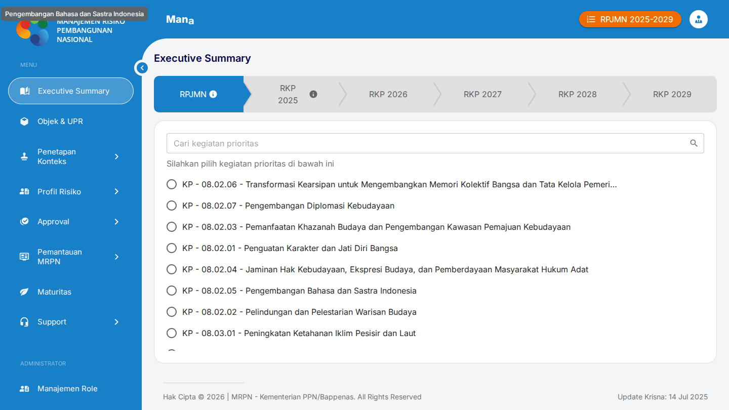 National Development Risk Management (MRPN)